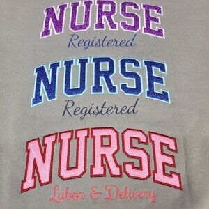 Embroidered Nurse Sweatshirt, Personalized RN Sweatshirt, Glitter Gift Gildan